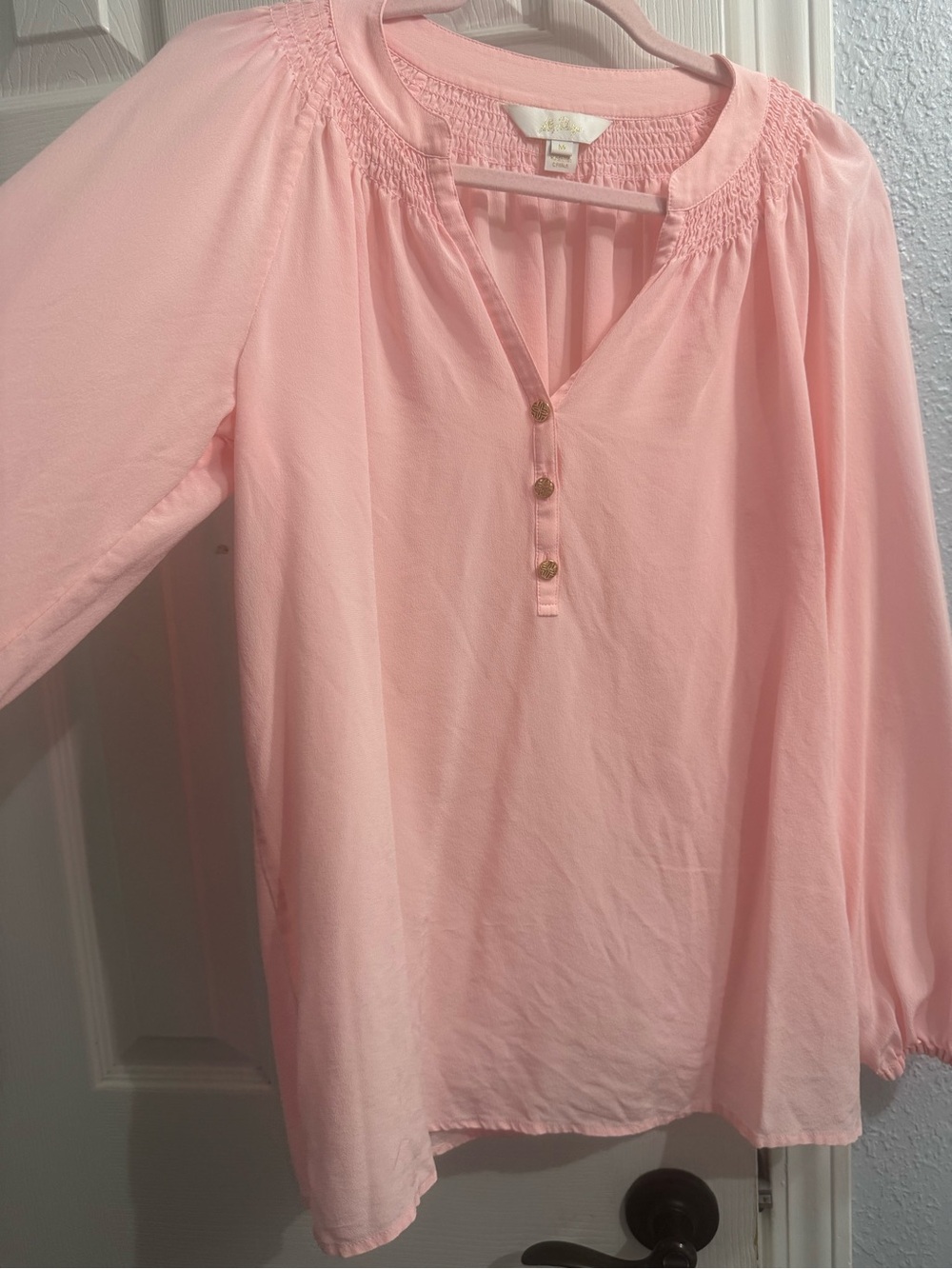 Lilly Pulitzer Pale Pink Smocked Yoke Tunic Top